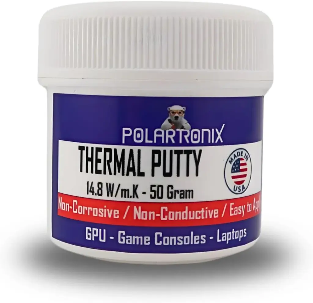 Polartronix High Performance Thermal Putty – 14.8 W/m·K Non-Conductive Moldable Thermal Gap Filler for GPU, VRAM, VRM, Laptop, PS5 & Xbox, 50g Jar (USTPY50)