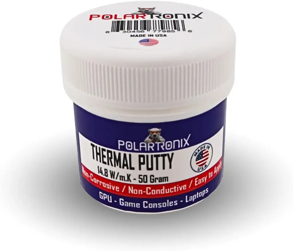 Polartronix High Performance Thermal Putty – 14.8 W/m·K Non-Conductive Moldable Thermal Gap Filler for GPU, VRAM, VRM, Laptop, PS5 & Xbox, 50g Jar (USTPY50)
