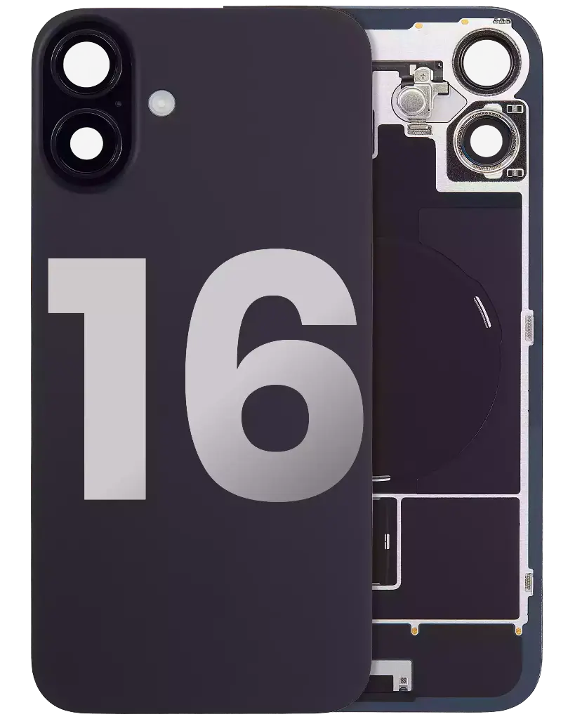 Back Glass With MagSafe Magnet / NFC / Flashlight Flex  For iPhone 16 (Used OEM Pull: Grade A) (Black)