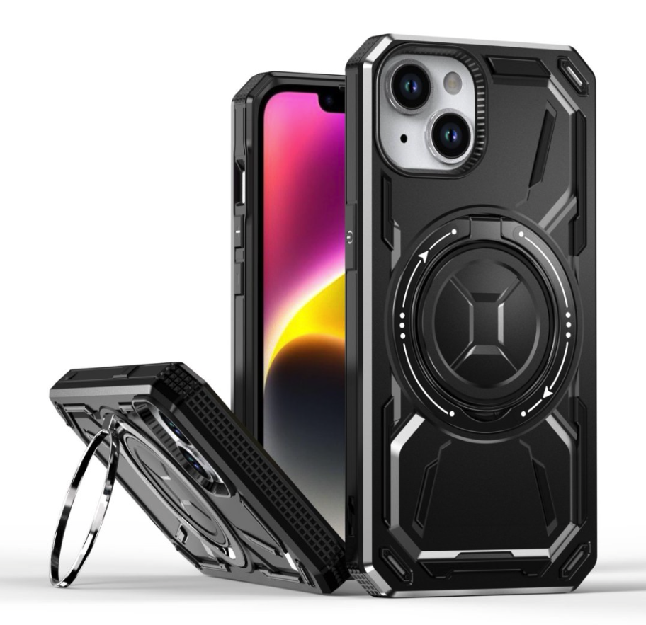 Armor Rotate Stand Case with Magsafe for iPhone 16e / 14 / 13 - Black