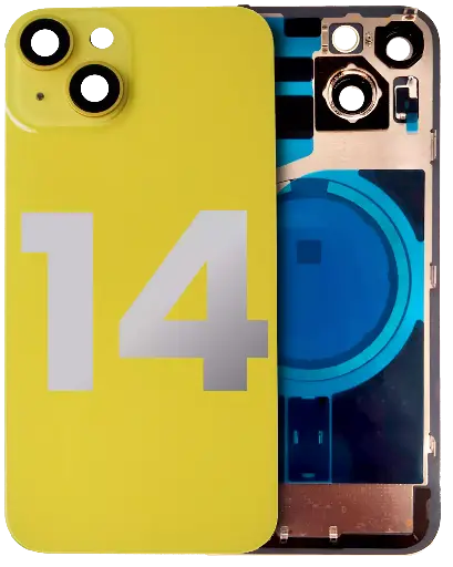 [SP-I14-MBGSP-UOEMA-YEL] Back Glass With MagSafe Magnet For iPhone 14 (Used OEM Pull: Grade A) (Yellow)