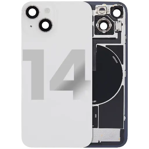 [SP-I14-MBGSP-NFC-FF-UOEMA-ST] Back Glass With MagSafe Magnet / NFC / Flashlight Flex  For iPhone 14 (Used OEM Pull: Grade A) (Starlight)
