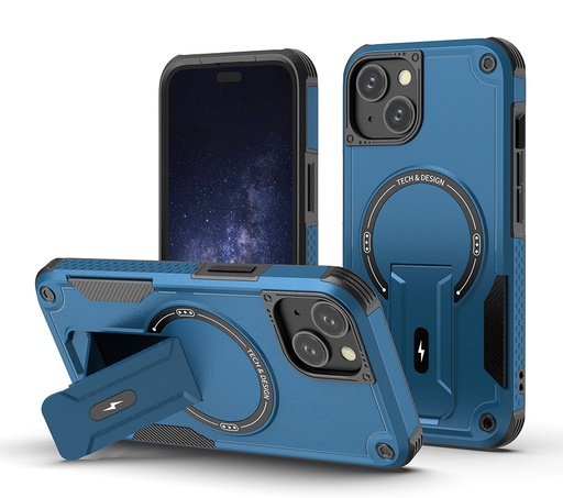 [CS-I15-SSCM-BL] Shockproof Stand Case with Magsafe for iPhone 15 - Blue