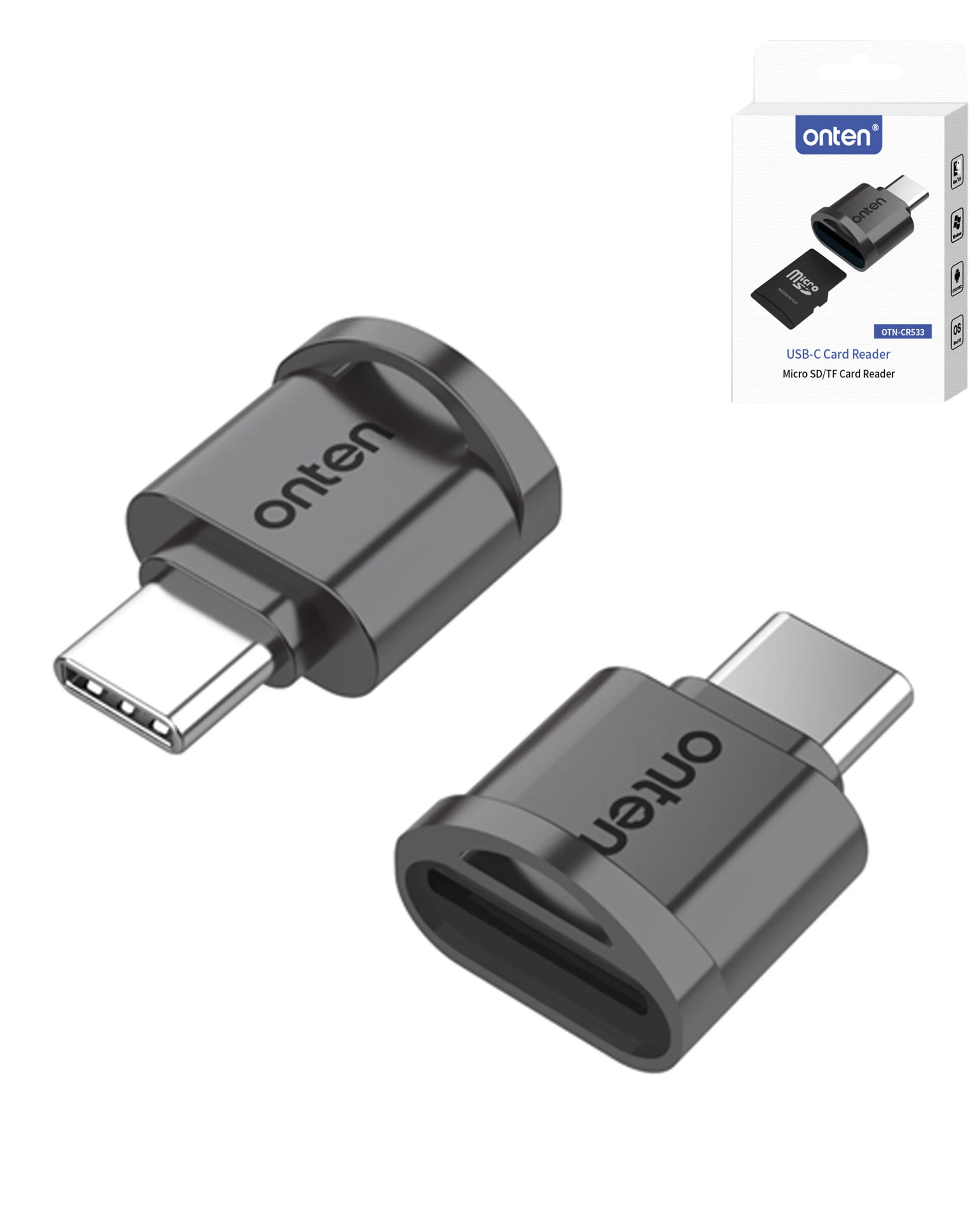 [ACE-OTN-CR533-UC-BK] Onten CR533 USB-C MicroSd / TF Card Reader (Black)