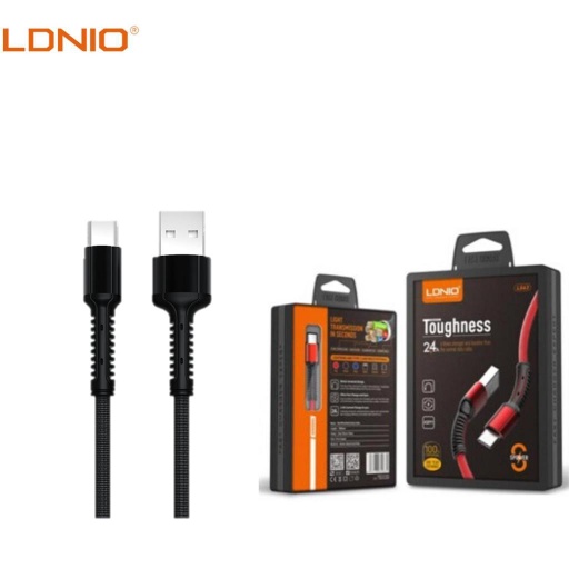 [ACE-LDN-USB-LS63-TC] LDNIO LS63 2.4 A USB-A to USB-C Cable (3 ft) (Gray)