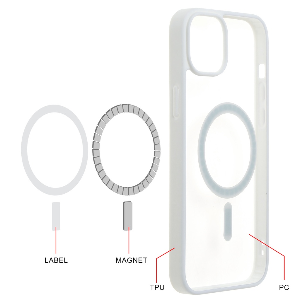 Hard Shell Wireless Charging Case for iPhone 14 - White