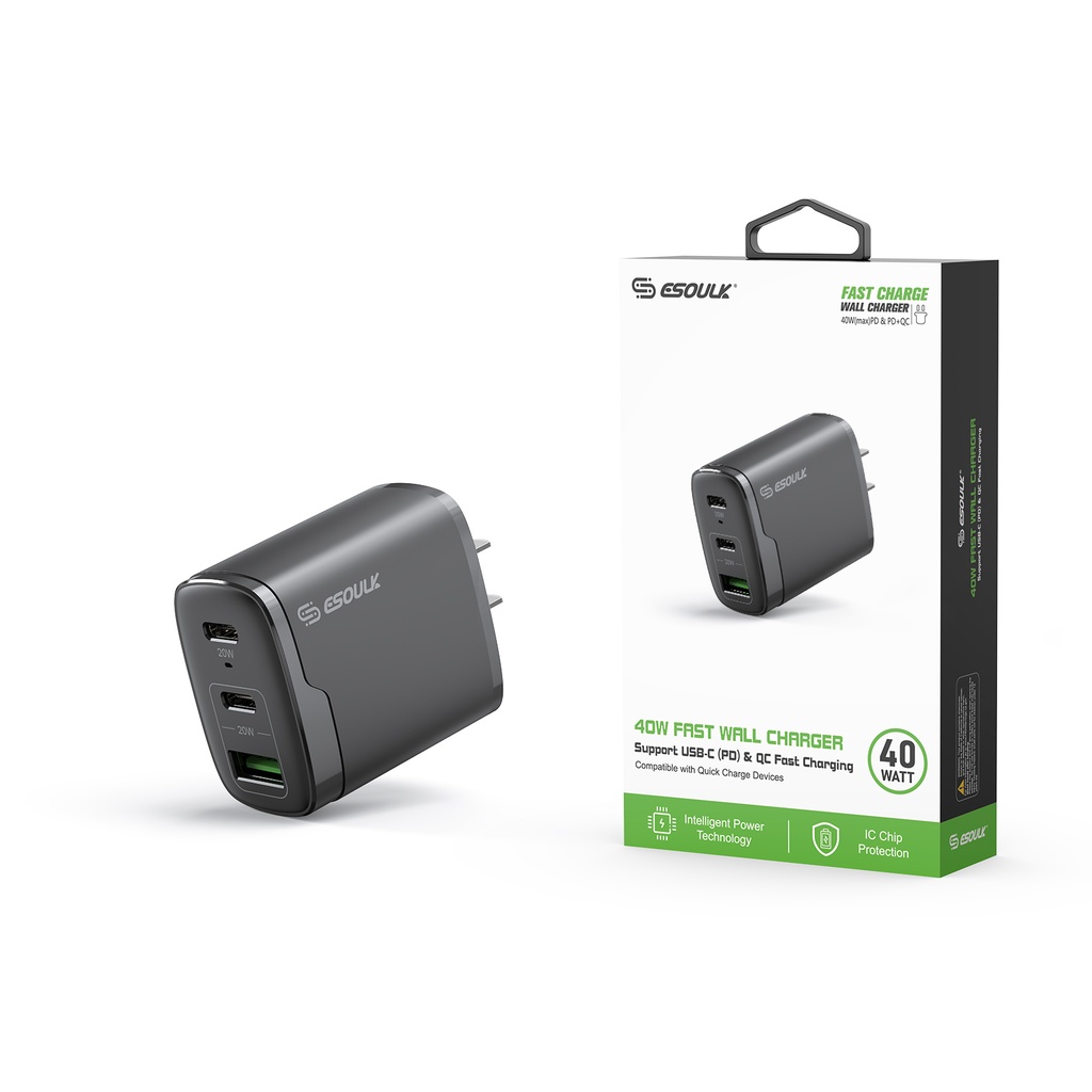 Esoulk 40W Fast Wall Charger - Black