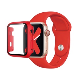 [CS-IW38-PST-RD] Premium Silicone Band & Bumper w/Tempered Glass iWatch 38mm - Red