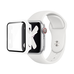 [CS-IW38-PST-WH] Premium Silicone Band & Bumper w/Tempered Glass iWatch 38mm - White