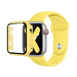 [CS-IW38-PST-YL] Premium Silicone Band & Bumper w/Tempered Glass iWatch 38mm - Yellow