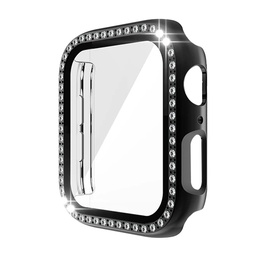 [CS-IW38-DHT-BK] Diamond Hard PC Case with Tempered Glass For iWatch 38mm - Black