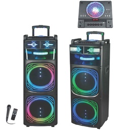 [EL-TT-ANGEL-210] TopTech - 2X10" Rechargeable Bluetooth Speaker with Light Show with Mic (Angel-210) +  Shipping Fee Applies
