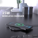 QI 15W Wireless Charging Pad Fast Charger 5ft - Black