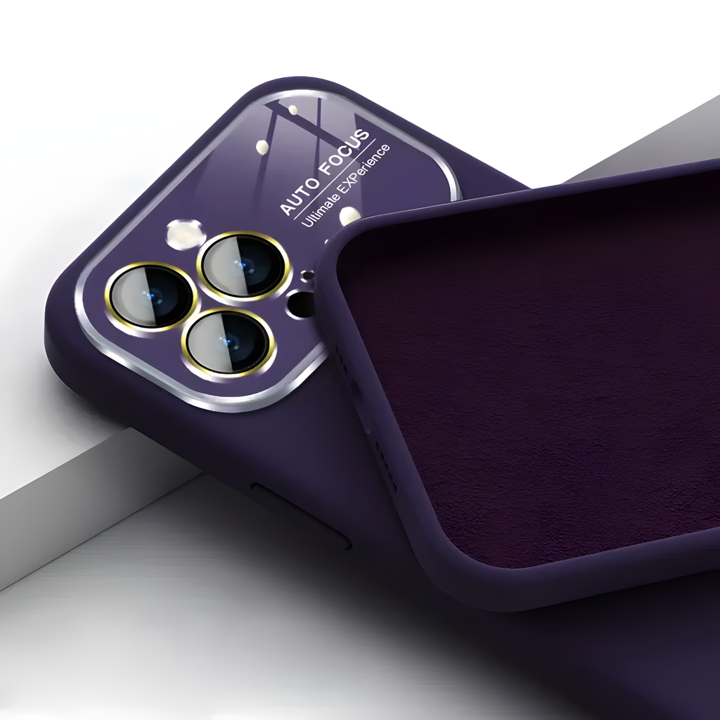 Premium Silicone Case with Camera Protection Window for iPhone 15 Pro Max - Dark Purple