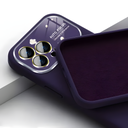 Premium Silicone Case with Camera Protection Window for iPhone 15 Pro Max - Dark Purple