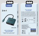 Onten 2in1 USB C to AUX + Charging Converter (With Chip)