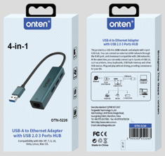 Onten 4in1 Ethernet Hub (3x USB 2.0 + Ethernet)