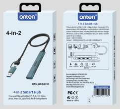 Onten 4in2 USB Expander (USB A / USB C to USB 3.0 + 4x USB 2.0)
