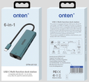 Onten 6in1 USB C Expander (Ethernet + microSD / SD Card Reader + USB 2.0 + USB 3.0 + 5v Input)