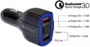 Qualcomm Quick Charge 3.0 Car Charger 3-Port (1 Type-C, 2 USB)