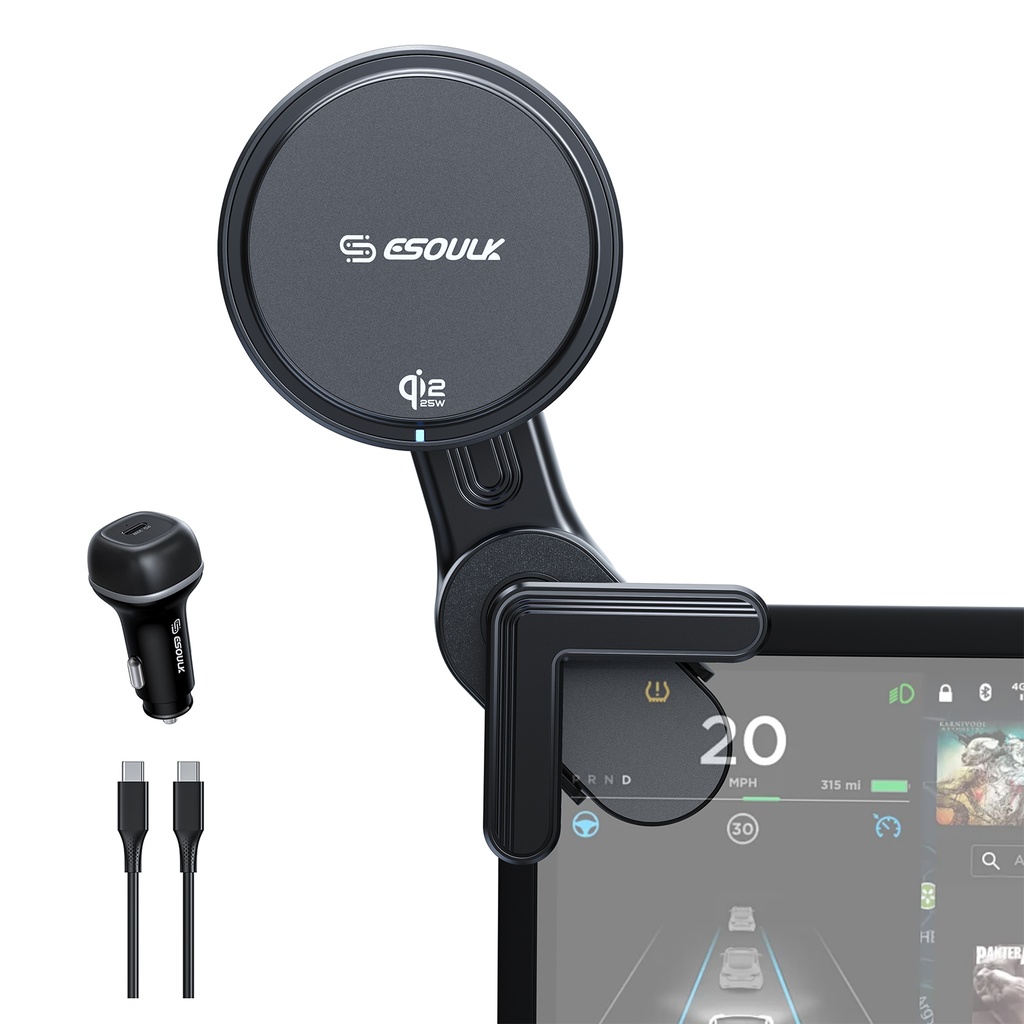Esoulk EK6013-03 25W Qi2.2 Cooling Magnetic Wireless Car Charger For Tesla (3 ft) (Black)