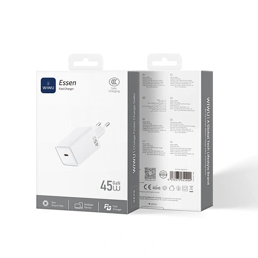 WiWU Essen Wi-G036 45W GaN Fast Charge Travel Adapter (White)