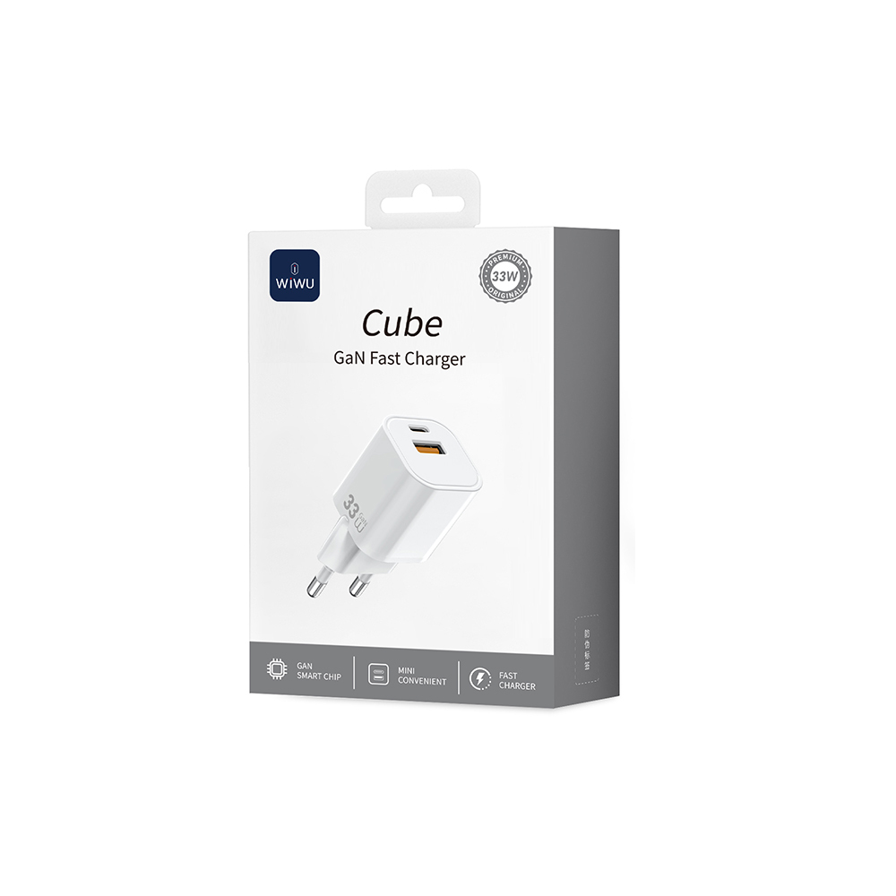 WiWU Cube Wi-G017 33W GaN Fast Charger (USB-A + USB-C, PD) (White)
