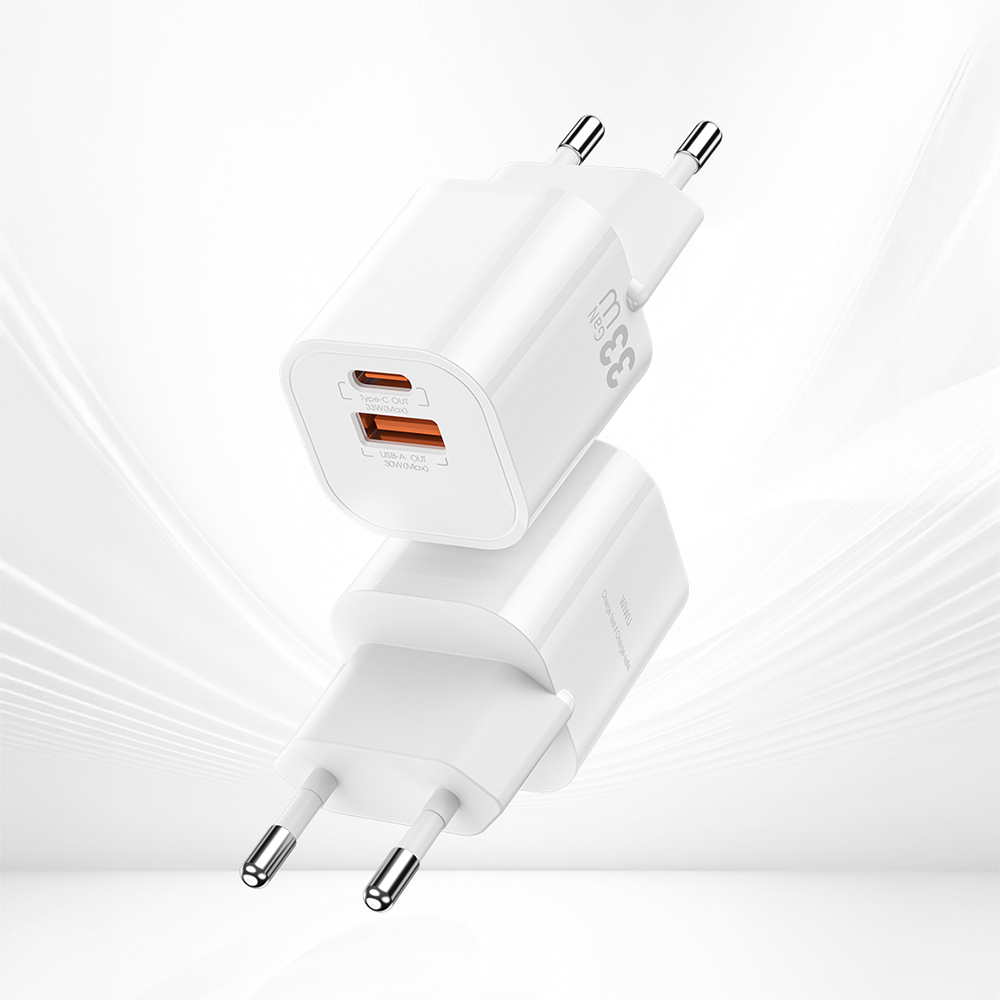 WiWU Cube Wi-G017 33W GaN Fast Charger (USB-A + USB-C, PD) (White)