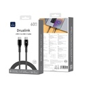 WiWU Duralink Wi-C075 60W USB-C to USB-C Braided Cable w/LED 1m (Black)