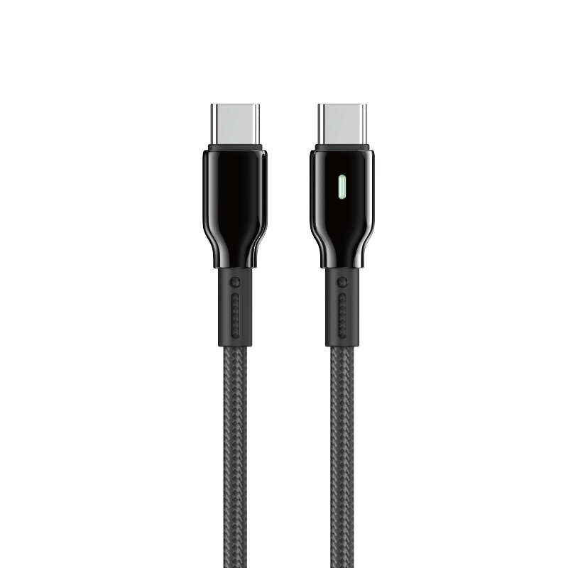 WiWU Duralink Wi-C075 60W USB-C to USB-C Braided Cable w/LED 1m (Black)