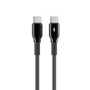 WiWU Duralink Wi-C075 60W USB-C to USB-C Braided Cable w/LED 1m (Black)