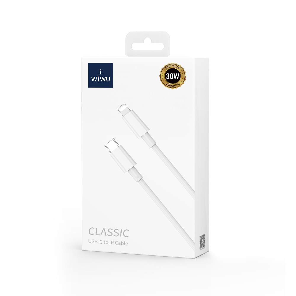 WiWU Classic Wi-C008 30W USB-C to Lightning Cable 1.2m (White)