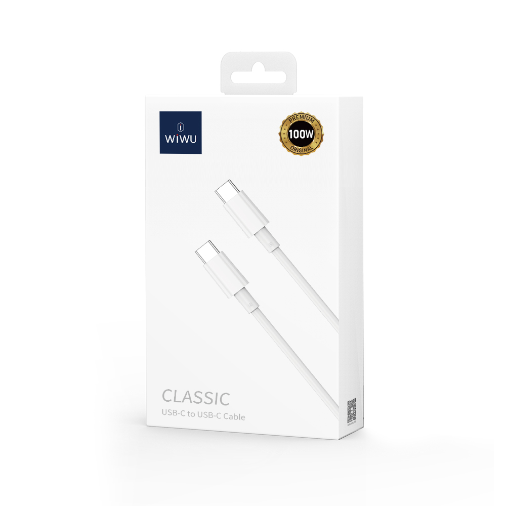 WiWU Classic Wi-C008 100W USB-C to USB-C Cable 1.2m (White)