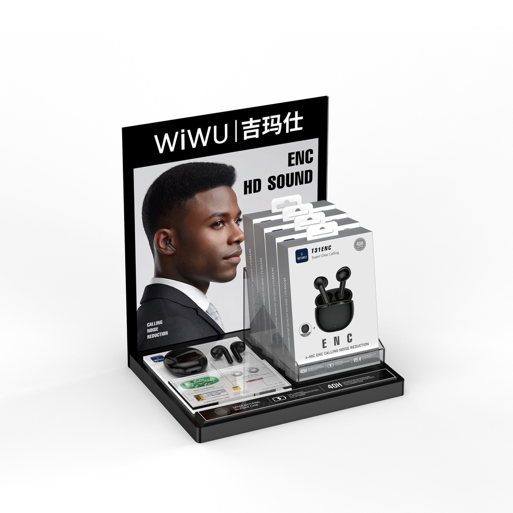 WiWU T31 ENC Wireless Earbuds (BT 5.3, 4-Mic ENC, IPX4) (Black)
