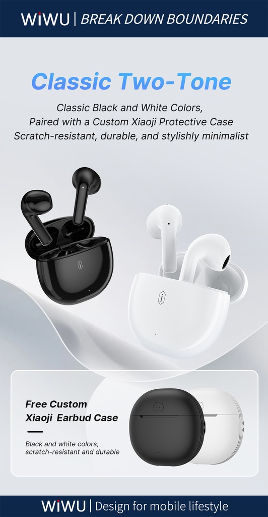 WiWU T31 ENC Wireless Earbuds (BT 5.3, 4-Mic ENC, IPX4) (Black)