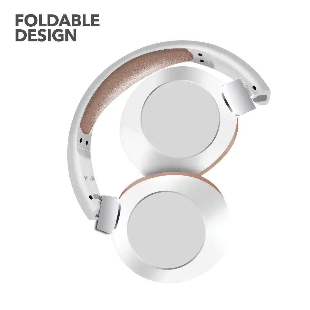 RCA Wave-54 Wireless Over-Ear Bluetooth Headphones, 12H Playtime, Hi-Res Audio - White