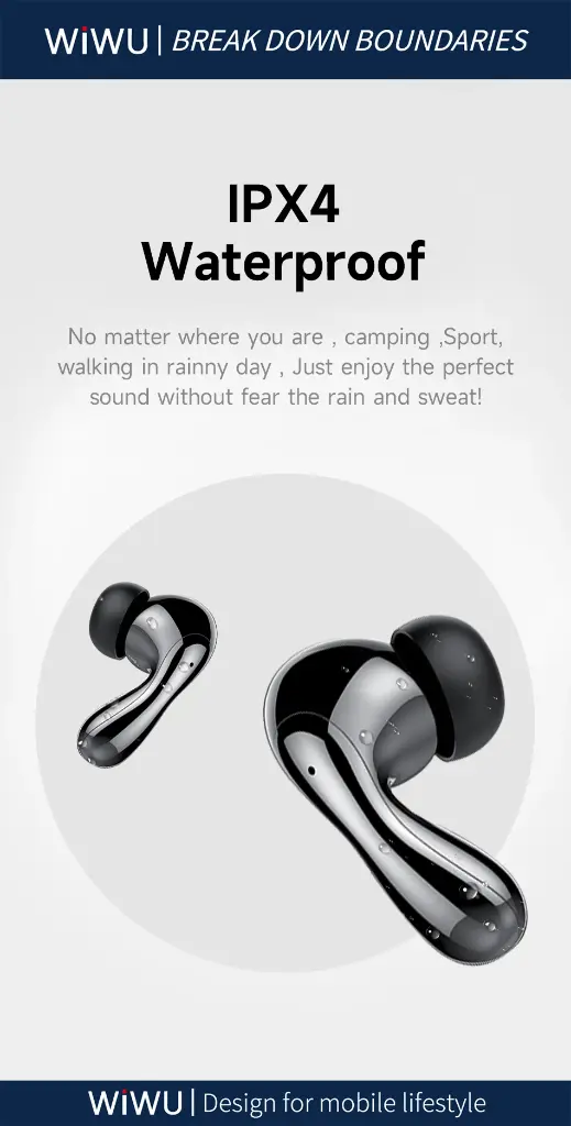 WiWU T32 ENC Plus Wireless Earbuds (BT 5.4, 32dB ANC + ENC, IPX4) (Black)