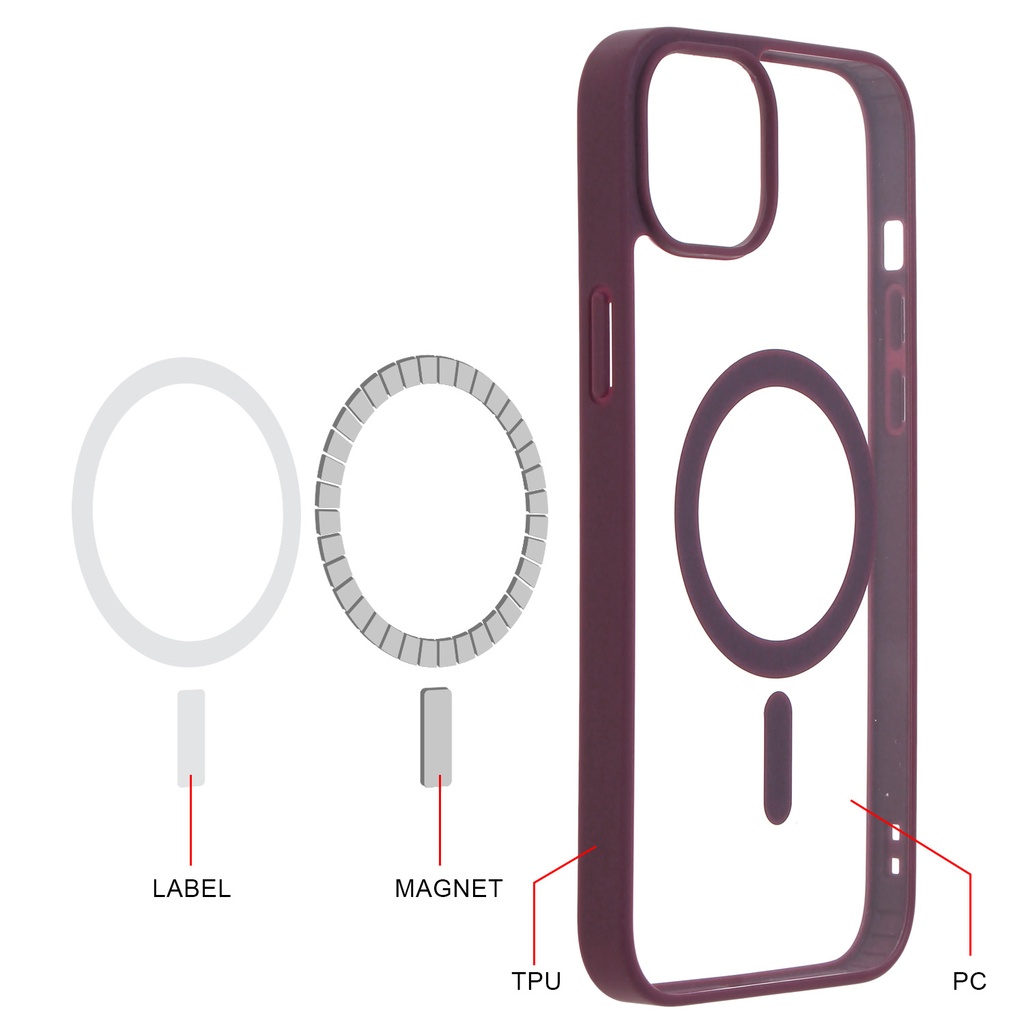 Hard Shell Wireless Charging Case for iPhone 14 Pro - Burgundy