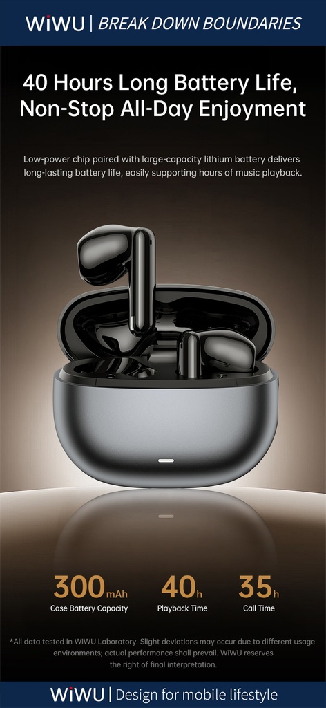 WiWU T38 Self-Adaptive ANC Wireless Earbuds (BT 6.0) (Black)