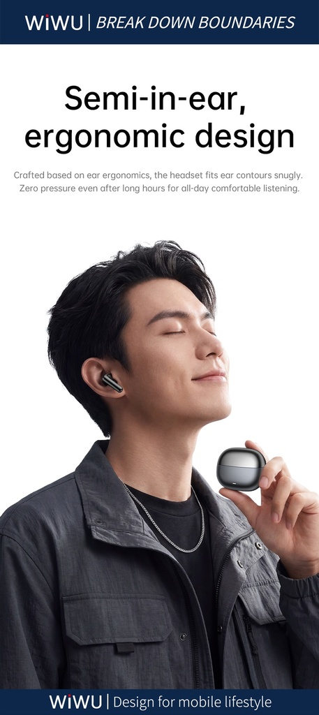 WiWU T38 Self-Adaptive ANC Wireless Earbuds (BT 6.0) (Black)