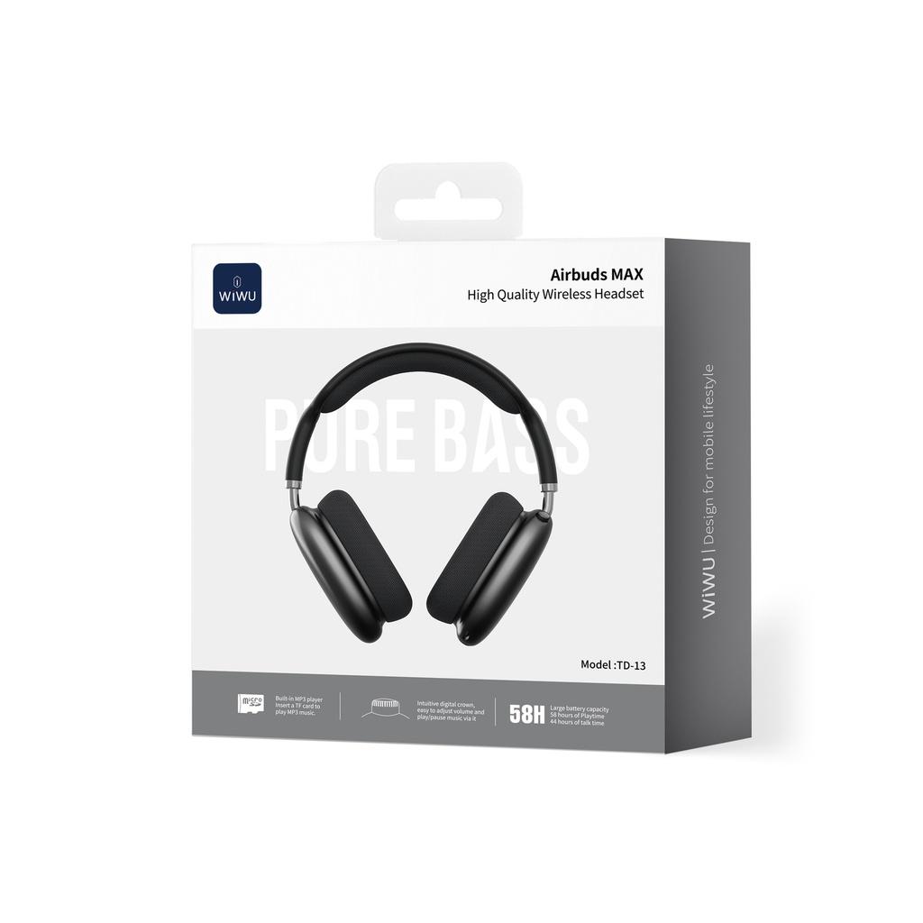 WiWU Airbuds MAX TD-13 Wireless Over-Ear Headset (BT 6.0, 58H Battery) (Black)
