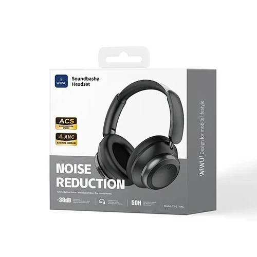 WiWU Soundbasha TD-17 ANC Wireless Over-Ear Headset (-38dB ANC, 50H Battery) (Black)