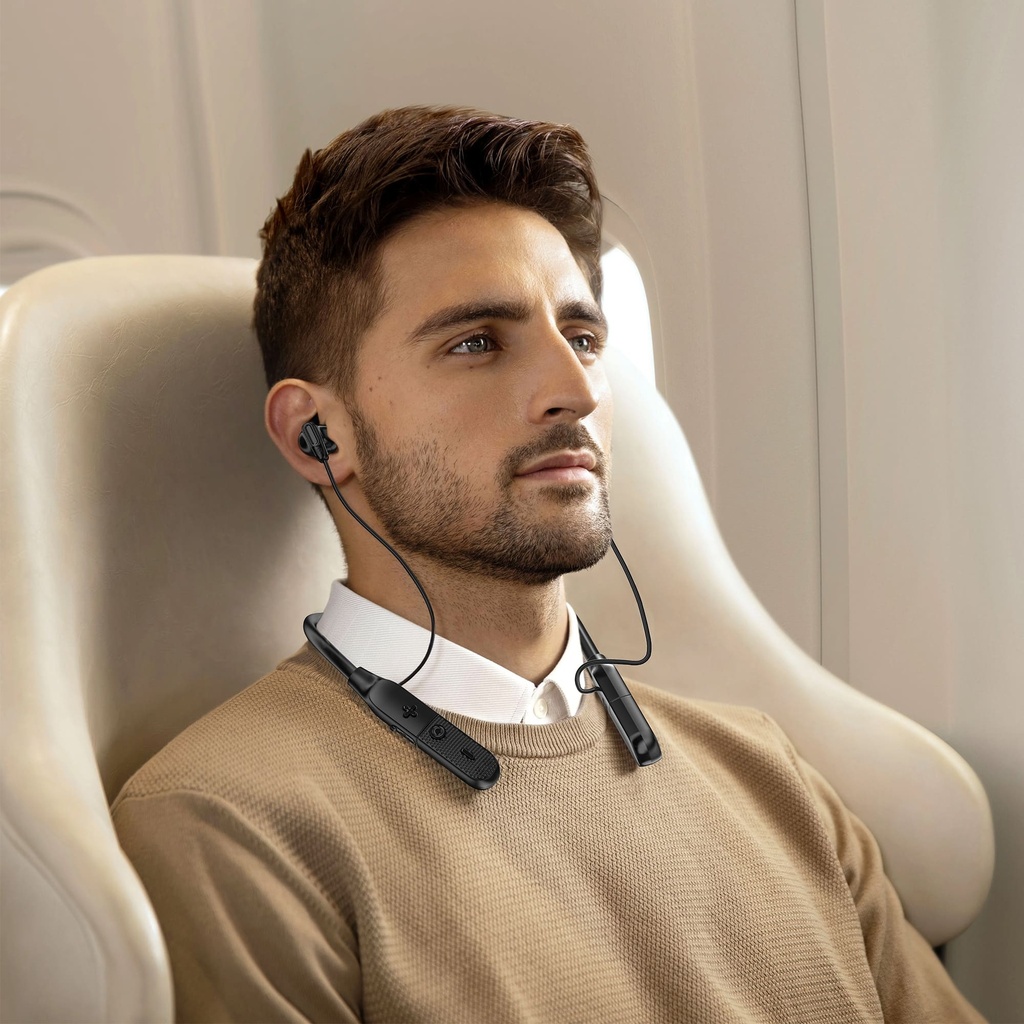 WiWU Freelance GB07 Neckband Bluetooth Earphones (20H, Type-C) (Black)