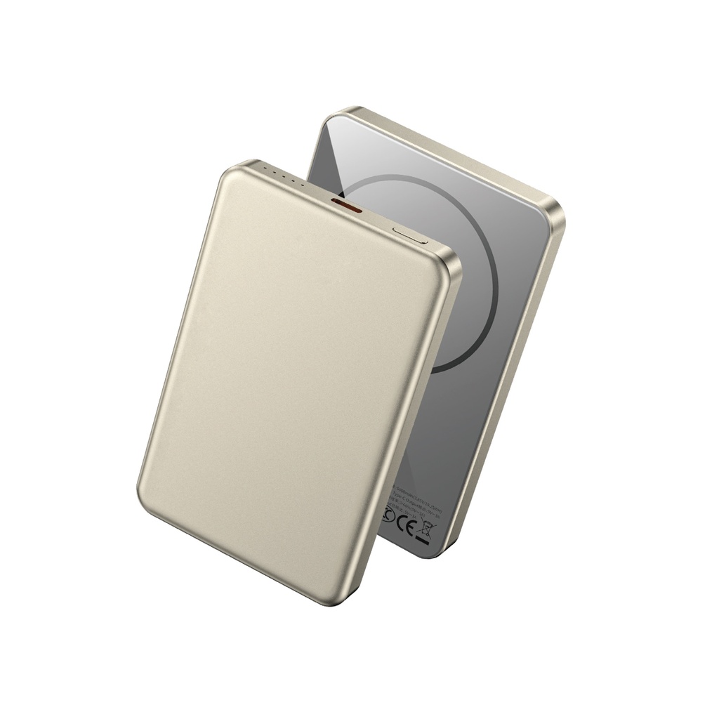 WiWU Ultra Thin P15 5000mAh Magnetic Wireless Power Bank (20W + 15W MagSafe) (Titanium Gold)
