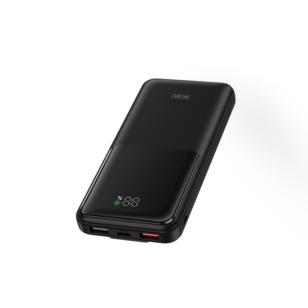 WiWU Essen Wi-P081 10000mAh Power Bank 22.5W (USB-C/USB-A, 3C Certified) (Black)