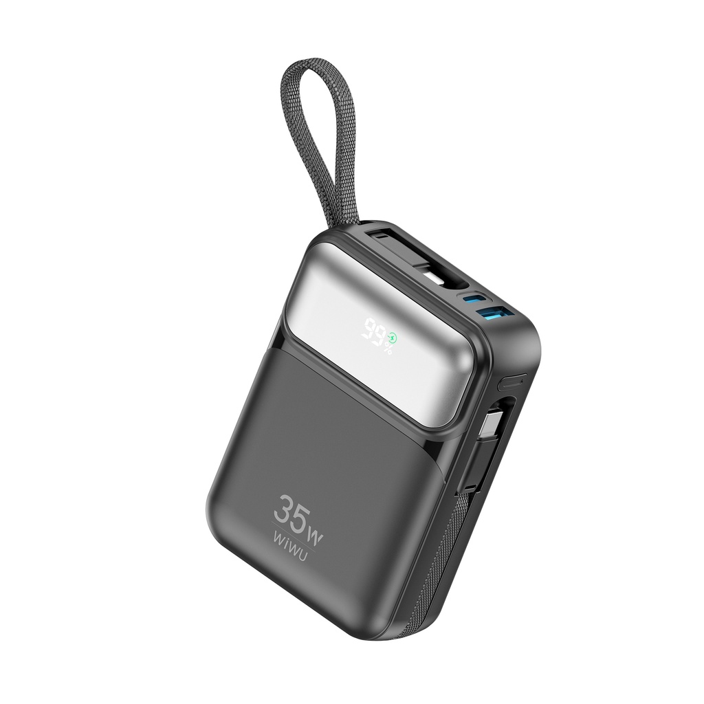 WiWU Galaxy Wi-P052 10000mAh Power Bank 35W (Built-in L+C Cable) (Black)