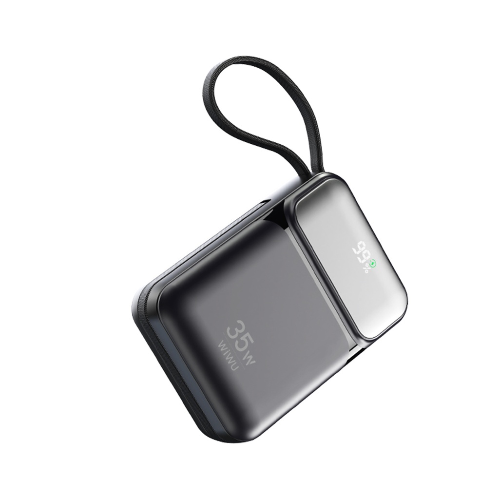 WiWU Galaxy Wi-P052 10000mAh Power Bank 35W (Built-in L+C Cable) (Black)