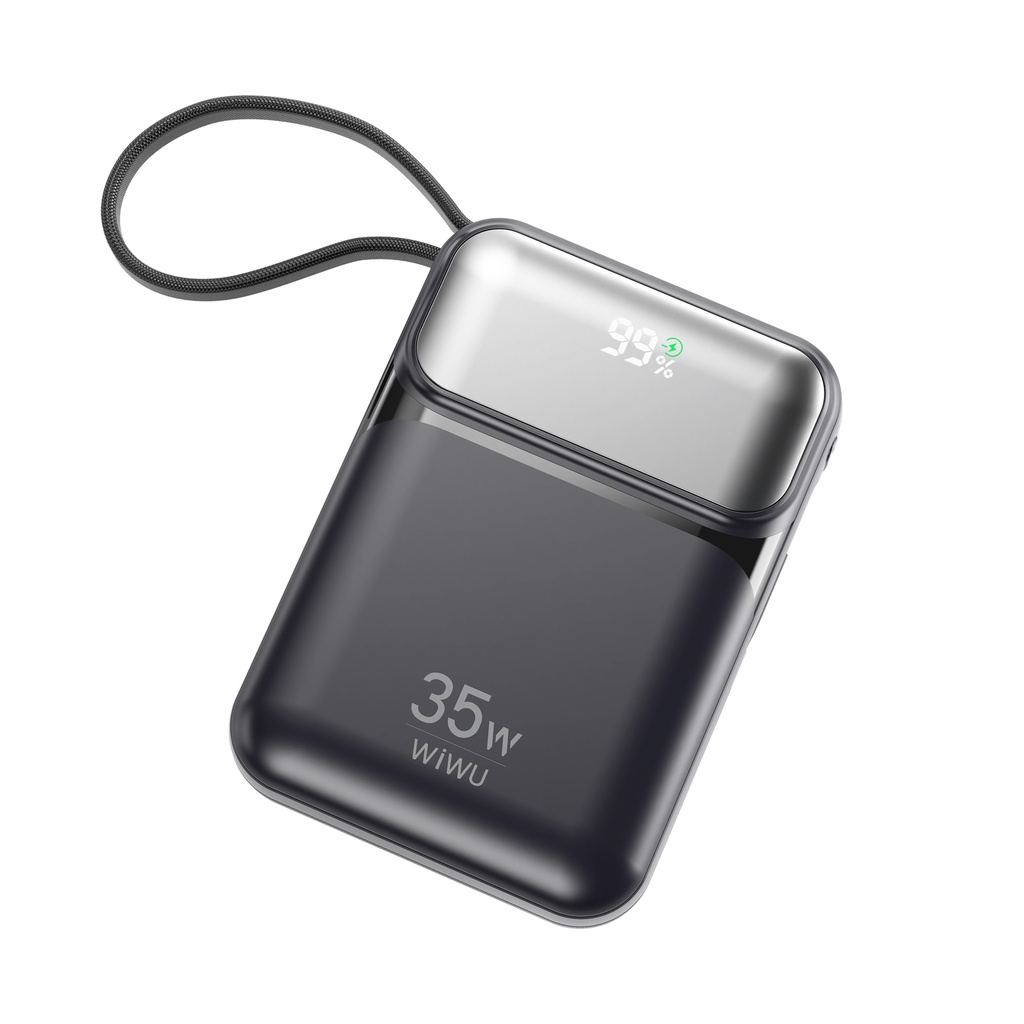 WiWU Galaxy Wi-P052 10000mAh Power Bank 35W (Built-in L+C Cable) (Black)