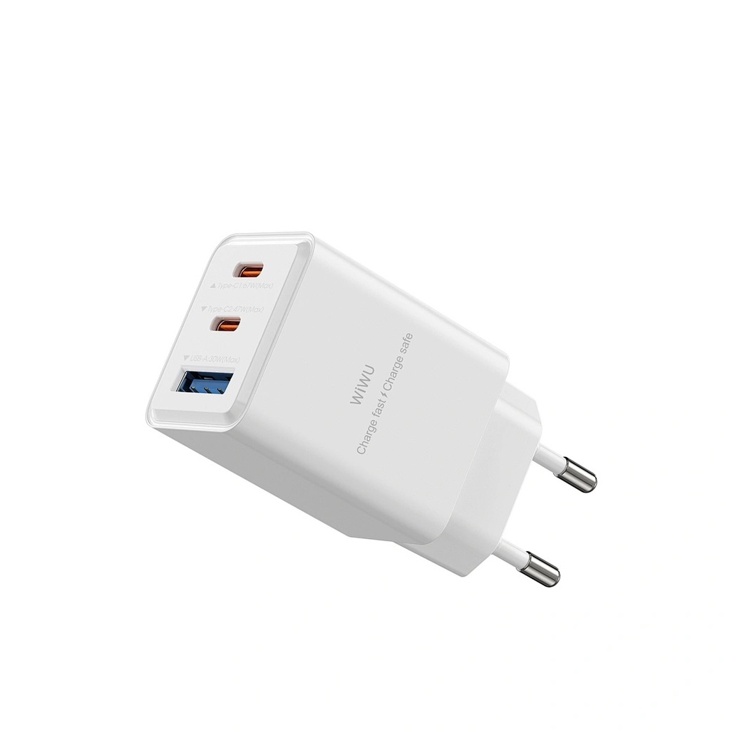 WiWU Cube Wi-G026 67W GaN Fast Charger (2x USB-C + USB-A) (White)