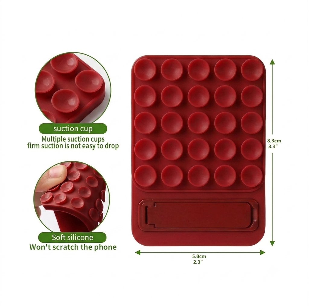 Octogrip Silicone Suction Grip Bracket (Phone Adhesive Mount) - Red